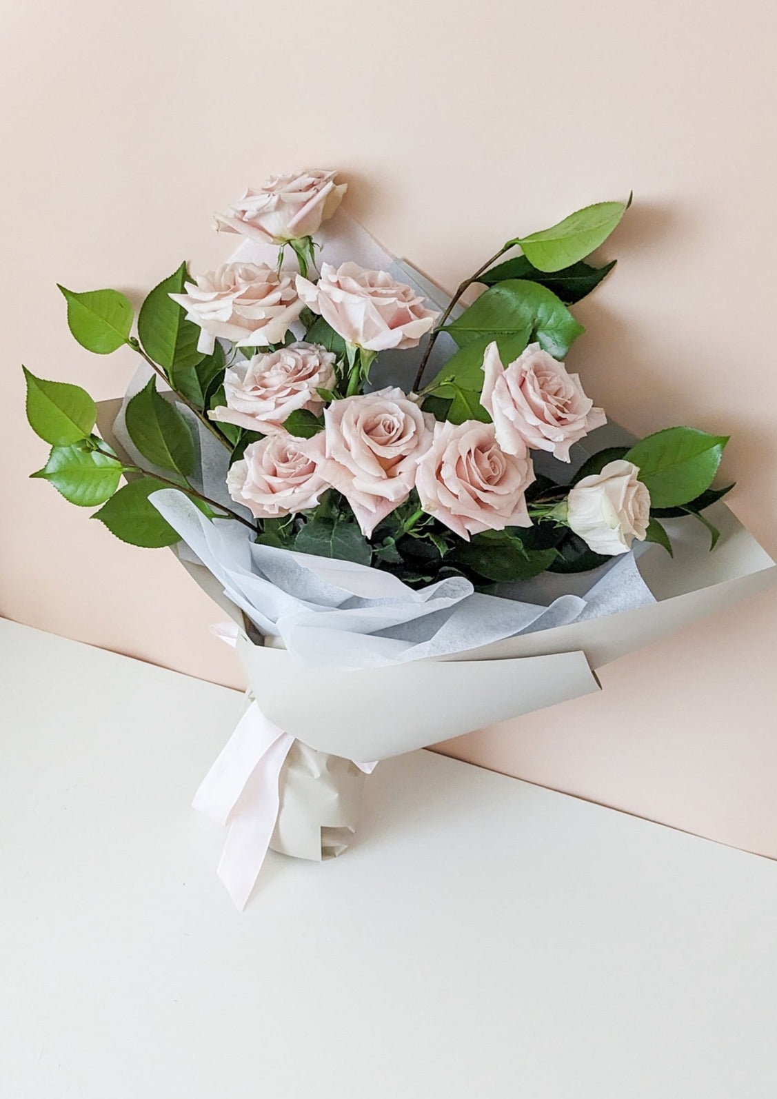 9 Blush Pink Roses Bouquet